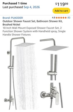 Shower Faucet Set, Brushed Nickel 10 Inch rain head