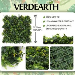 12PCS 20"x20" Artificial Plant Wall Panels, Foliage Topiary Hedges Panels, Plastic Faux Shrubs Fence Mat, Greenery Wall