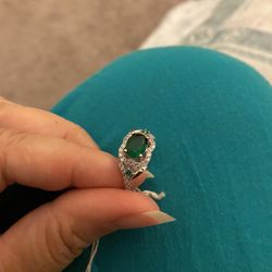 Real 925 Sterling Silver Emerald Cz Diamond Wedding Ring Size 8