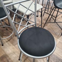 Adjustable Height Swivel Stools, Silver (Set of 3)