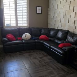 Black Faux Leather Sectional 