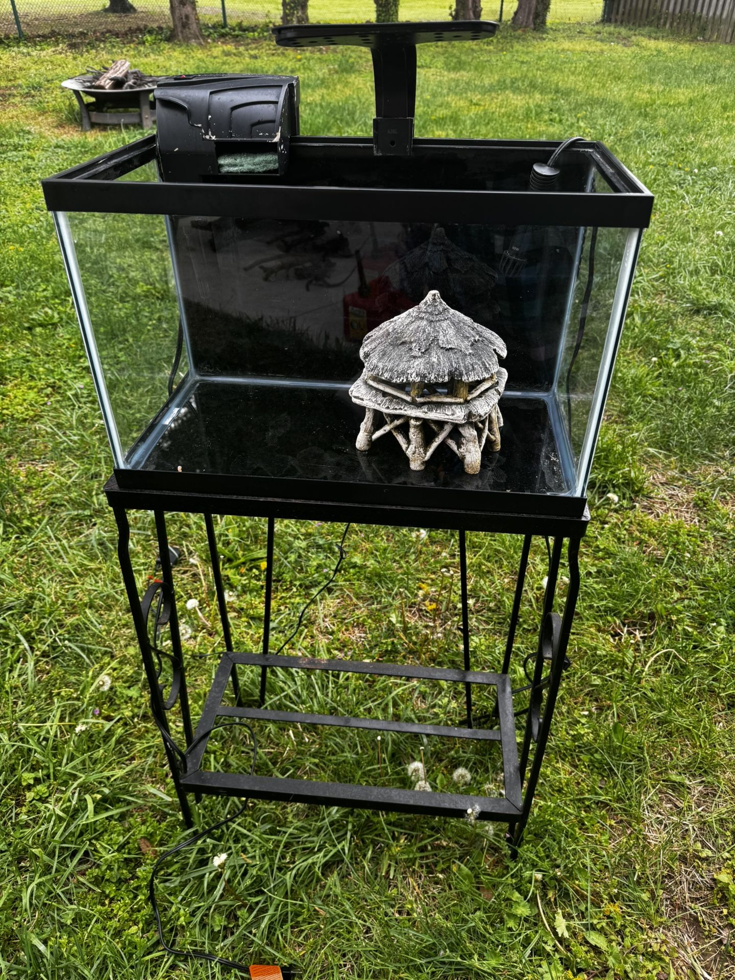10-Gallon Fish Tank w/ Stand + Filter, Heater, Driftwood & Decor