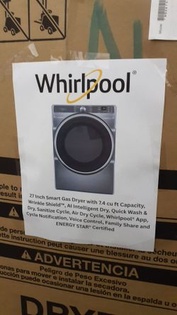 WHIRLPOOL 7.4 CU FT FRONT LOAD ENERGY STAR GAS DRYER W/ STEAM CAPABILITY