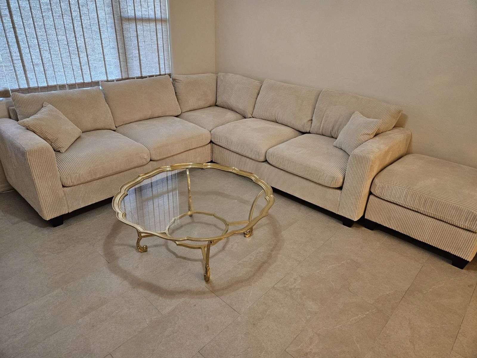 New 99x99 Corduroy Sectional Couch / Free Delivery