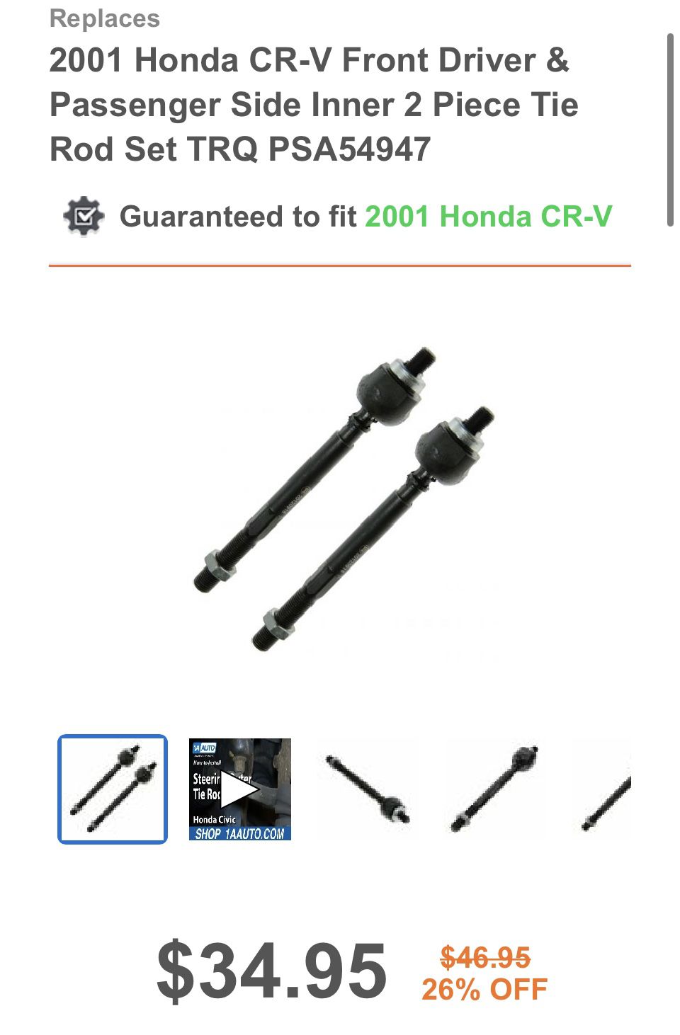 2001 Honda Crv Inner Tie Rods