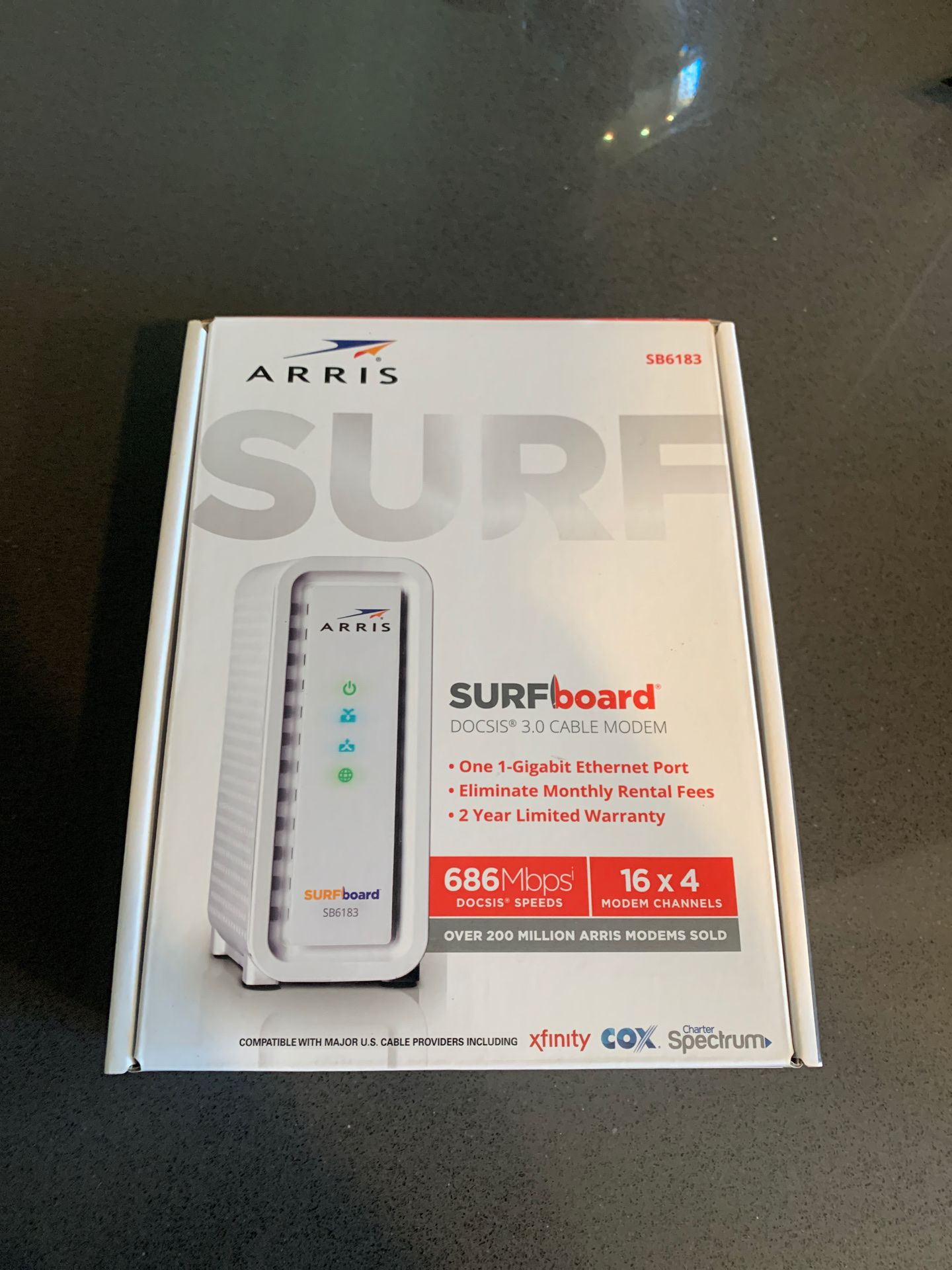 Arris surf board 700mbps fast modem router gaming office WiFi Xbox living house home internet