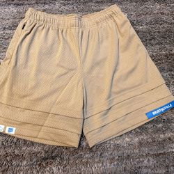 BRISTOL STUDIO Mesh Basketball Shorts Zipper Pocket Drawstring Beige Men's XL