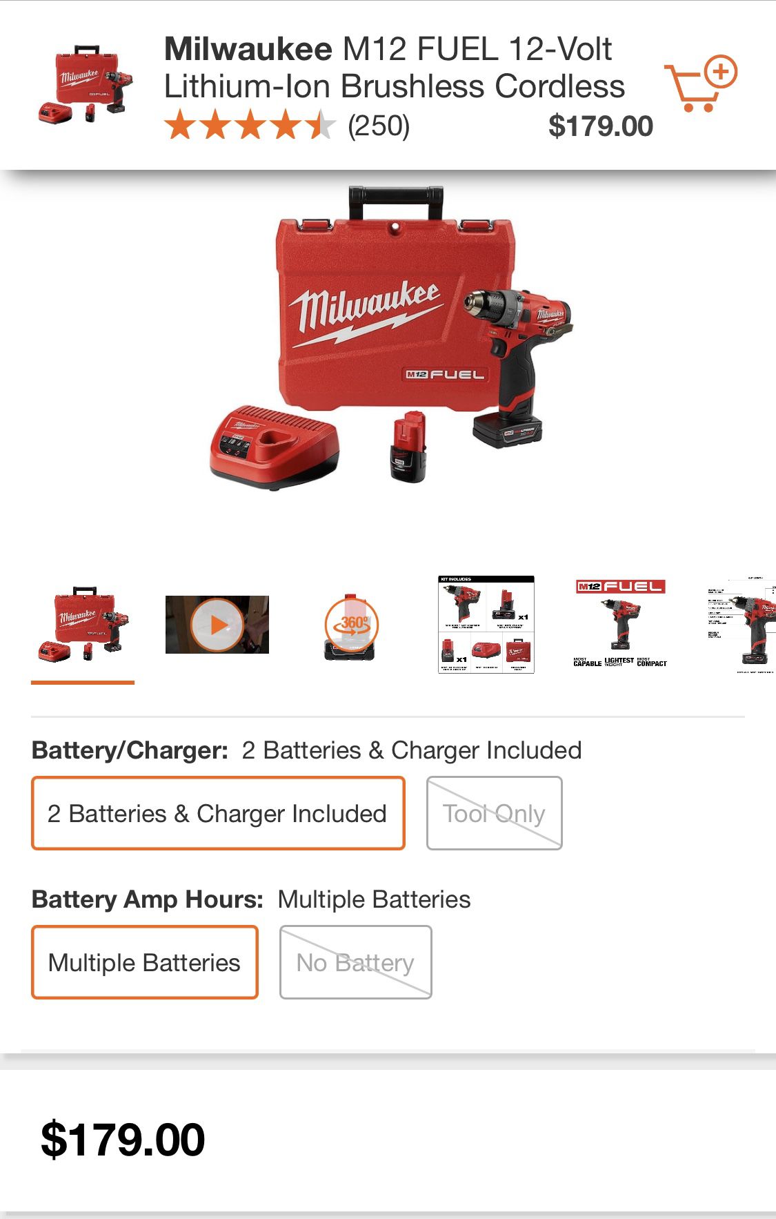 Milwaukee M12 Fuel Hammer Drill @ M12 1/2” Ratchet  Comes With 2 Batteries And Charger With Soft Bag Included   $400 Value !!!