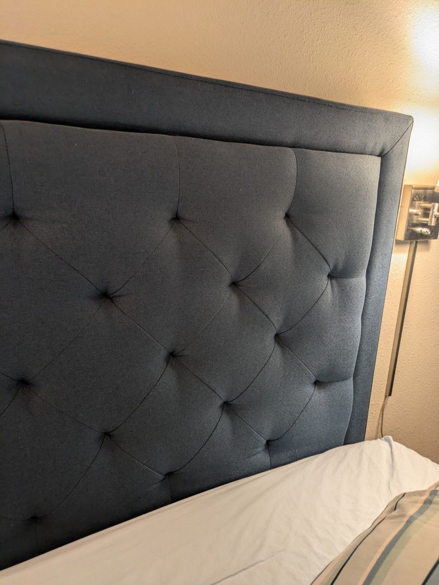 Blue Upholstered Tufted Headboard