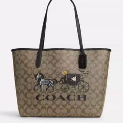 Coach City Tote In Signature Canvas With Halloween