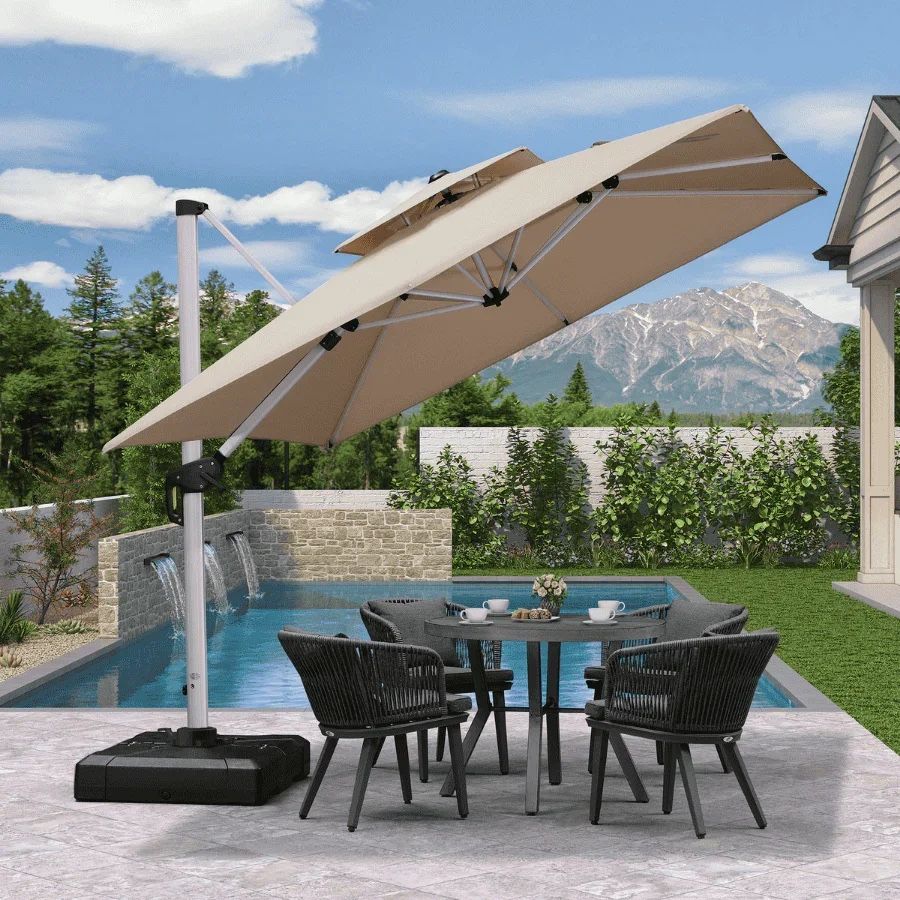 PURPLE LEAF 9ft Best Square Cantilever Pool Umbrella Outdoor Patio Sun Porch Umbrella