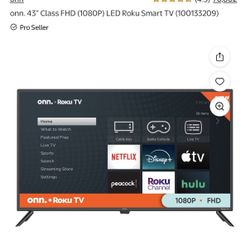ONN 43-Inch Class 4K Ultra HD LED Smart TV HDR (2160p) Resolution, 60 Hz Refresh Rate, DLED Display, Wireless Streaming