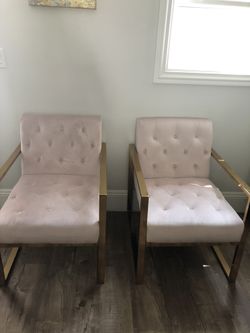 Gold Metal/Velvet Armchairs (Pair) 