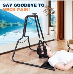 Neck Stretcher Hammock with Stand for Neck Decompression, Cervical Traction Device Stand Steel Heavy Duty, Neck Decompressor Neck Stretching Strap wit