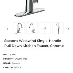 Seasons Westwind Single-Handle Pull Down Kitchen Faucet, Chrome 