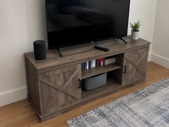 59” Farmhouse TV Stand / Media Console - Rustic Gray - Excellent Condition