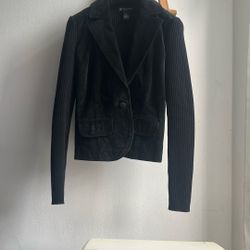 Suede And Knit Blazer Black