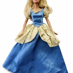 Vintage Mattel Barbie Doll Blonde Hair Blue And Gold Dress
