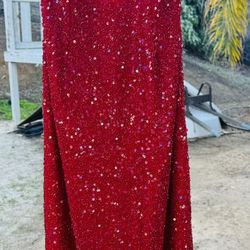 Christmas Dress Red Embellished Sequins Med