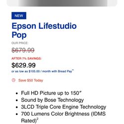 Epson  Projector Top Of The Line Bran New 