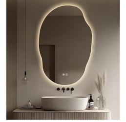 Brand New In The Box- LED Mirror for Bathroom 22x30 in, Stepless Dimmable Irregular Backlit Mirror with 3 Colors, Anti-Fog, Memory, Al-Alloy Lampshade