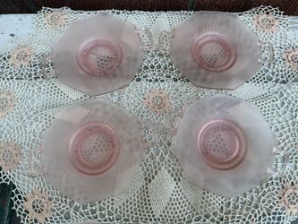 PINK Depression Dessert Plates With Handles $15 For All