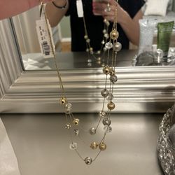 New York & Company Gold and Silver Layered Necklace