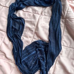 Blue Infinity Scarf with Silver Sequins