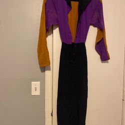 100% silk Liz Claiborne 80s purple and orange silk shoulder pads dress size 8