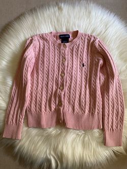 Toddler Girl Ralph  Lauren Pink Cable Knit Cardigan, size 4T