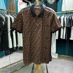 Fendi Brown/Black Polo Shirt New 