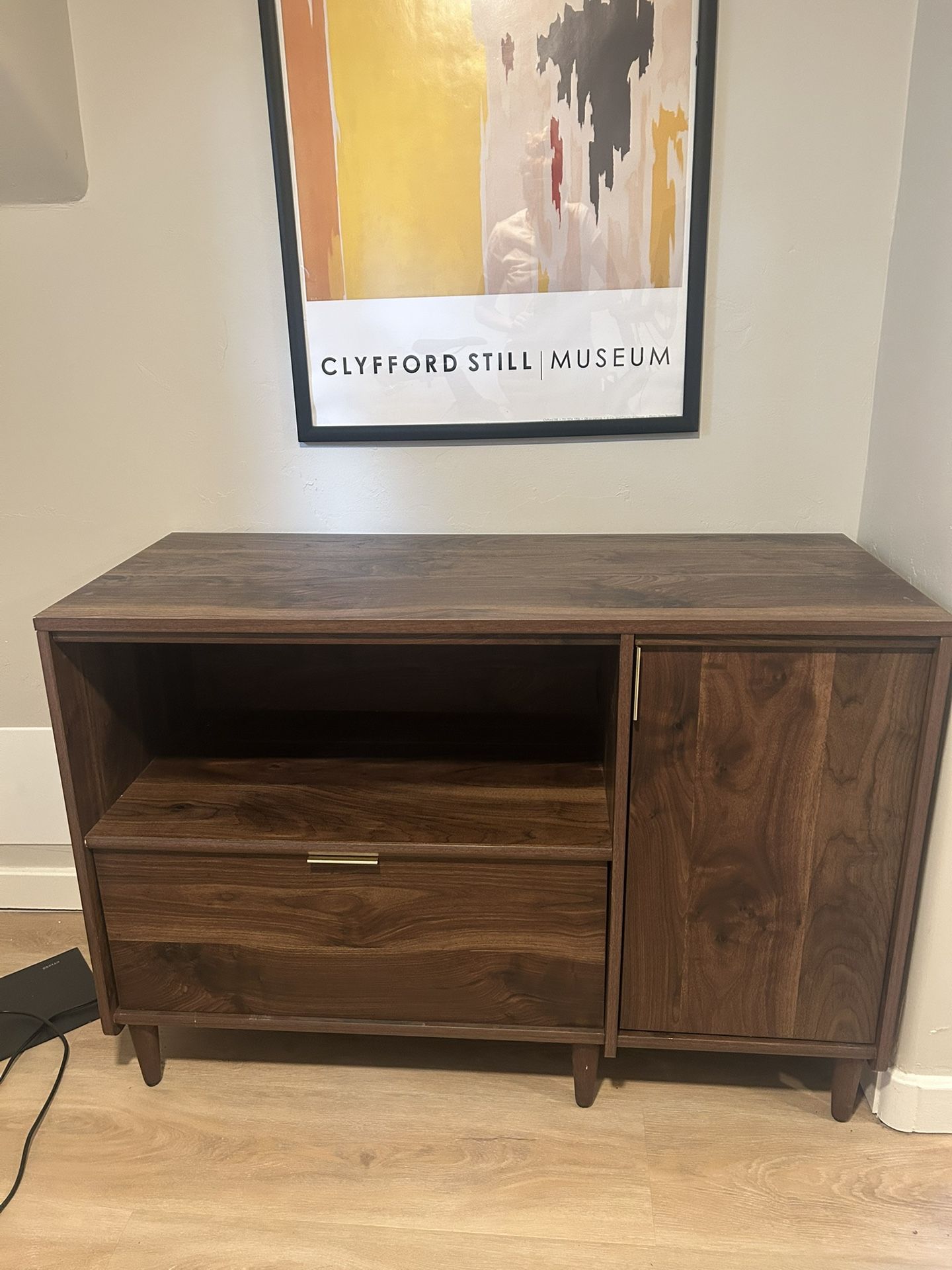 Filing Cabinet, Credenza, Walnut Finish 