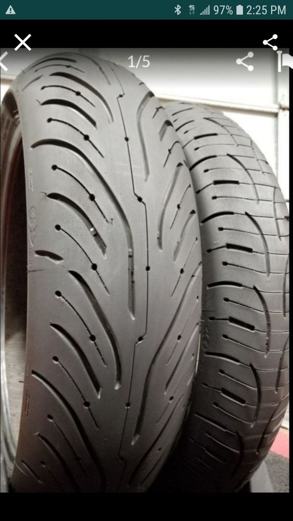 2) MOTORCYCLE TIRES FRONT & REAR 17" 180 55 17 / 120 70 17 for Sale in