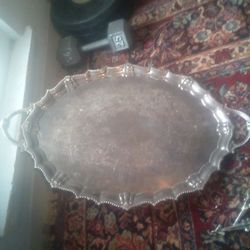 vintage silver-plated oval serving tray
