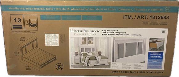 king Bed Frame Universal Broadmoore furniture Anistyn Wood with Upholstered Headboard, Gray Finish