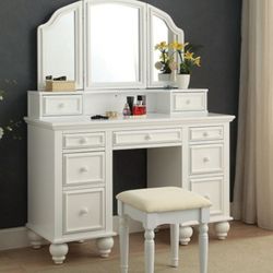 Brand New White Vanity plus Stool 