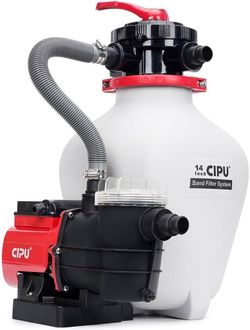 CIPU 14" Sand Filter Pump System 3/4 HP for Above Ground Pools w/ Timer