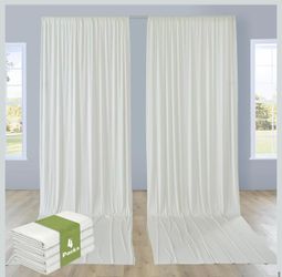 20ftx12ft Ivory Backdrop Curtain for Wedding Parties, Wrinkle Free Polyester 4 Panels Ivory Draping Photo Backdrop Drapes Back Drop Cloth Drapery for