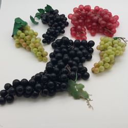 Vintage Soft Rubber Grape Bunches Set Of 5