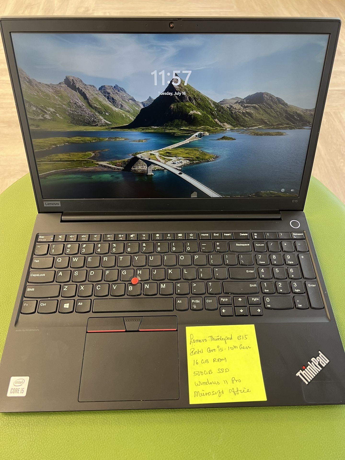 Lenovo ThinkPad E15 Laptop i5 10210U 1.6GHZ 15.6" FHD 16GB 512GB SSD Windows 11. Laptop is in very good condition. Good Battery Backup, Charger . Comp