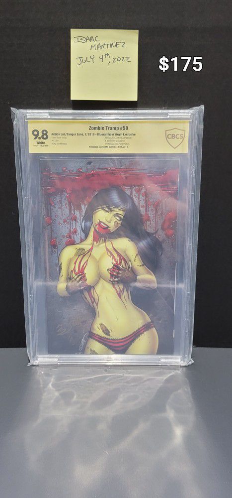 9.8	CBCS	Zombie Tramp #50 Action Lab/Danger Zone, 7/2018 Bluerainbow Virgin Exclusive Limited to 100 Copies Signed By Sorah Suhng