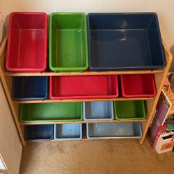 Storage Bins On Shelf