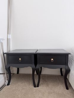 Black Nightstands Set of 2 – Gold Hardware