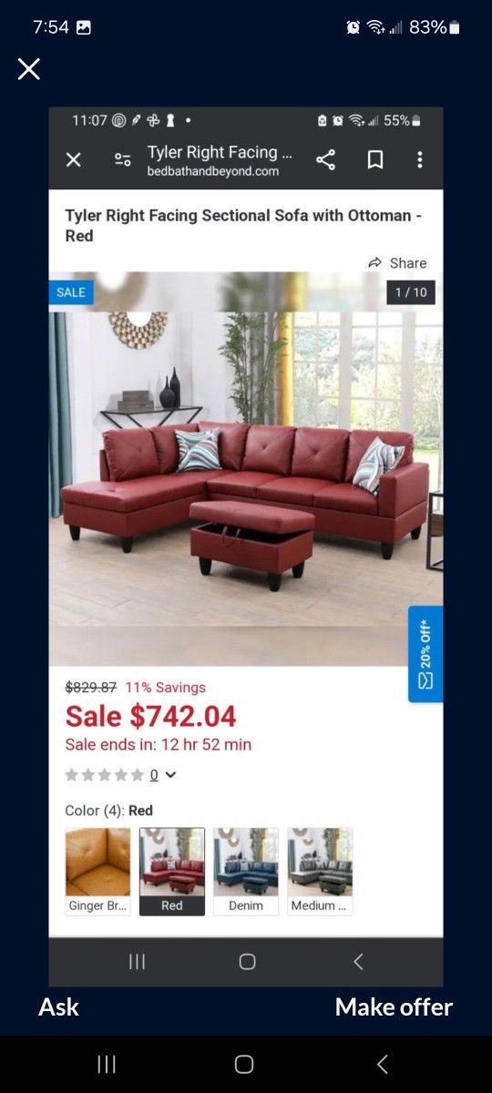 Lane Home Furnishings 2 Piece Sectional