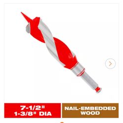 1-3/8 in. x 7-1/2 in. High Carbon Steel Auger Bit for Wood and Nail-Embedded Wood