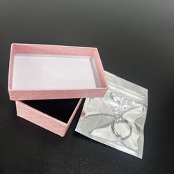 Moissanite Clear Stone Silver Ring with Pink Gift Box