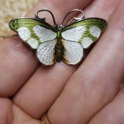 Hroar Prydz sterling silver &guilloche enamel butterfly brooch PERFECT 1.75” GRT