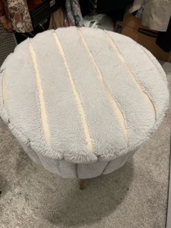 Faux Fur Storage Ottoman with Gold Hairpin Legs