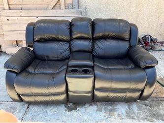 Black Faux Leather Dual Reclining Loveseat – $120 OBO