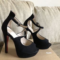 Black Suede High Heels Size 6